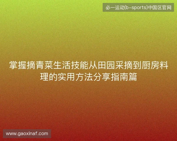 掌握摘青菜生活技能从田园采摘到厨房料理的实用方法分享指南篇